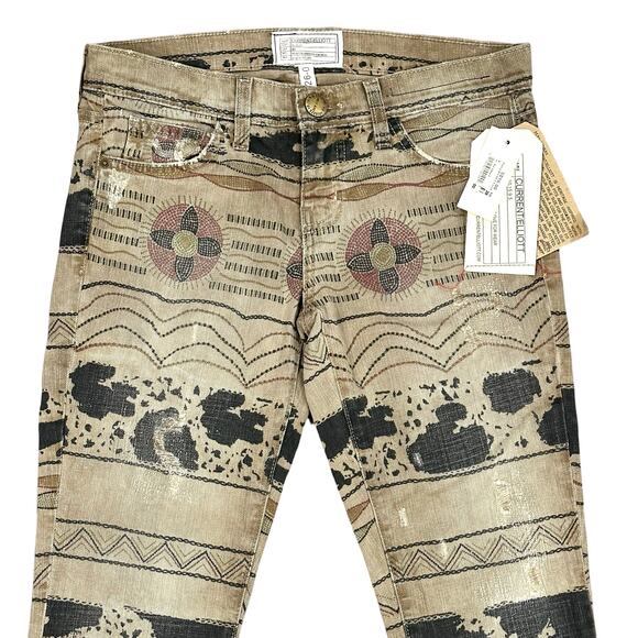 Current/Elliott The Ankle Skinny Vintage Tribal Destroy Jeans Size 26 NWT $218 - Picture 6 of 12